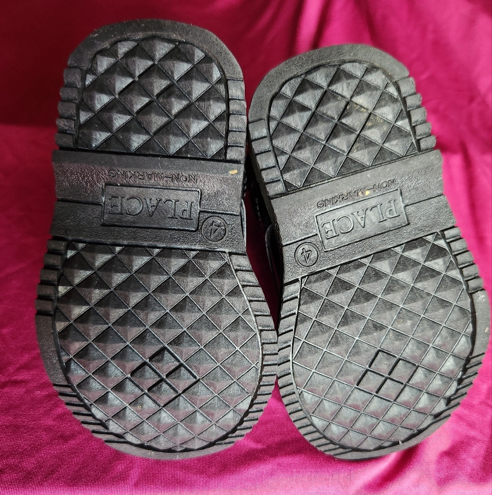 The Children's Place Black and Pink Combat Boots with Glossy Finish - Picture 6 of 11